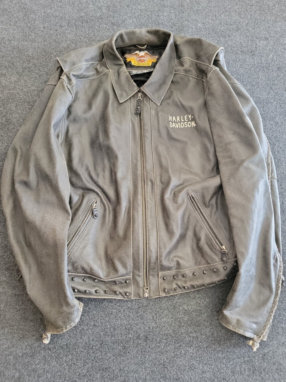 Vintage Harley Davidson CA03402 Leather Jacket-Black-Size 2XL